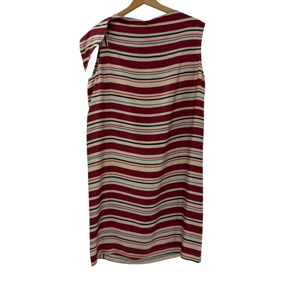 NEW See By Chloe Red Silk Striped Dress Sz 8 - Picture 3 of 10